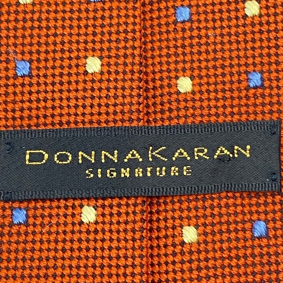 DONNA KARAN SIGNATURE 100% Silk Tie Necktie Apricot Oversized - Picture 4 of 6